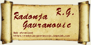 Radonja Gavranović vizit kartica